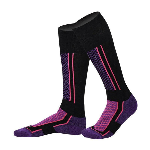 Men Women Long Warm Breathable Ski Socks Thicken Winter Sports Pink&White(33 39) Womens Socks