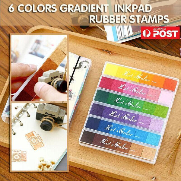 Gradient Color Ink Pad Inkpad Rubber Stamp Water Based Diy Finger Print 10 Colours S2 Blue Pads