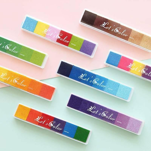 Gradient Color Ink Pad Inkpad Rubber Stamp Water Based Diy Finger Print 10 Colours C4 Stamps