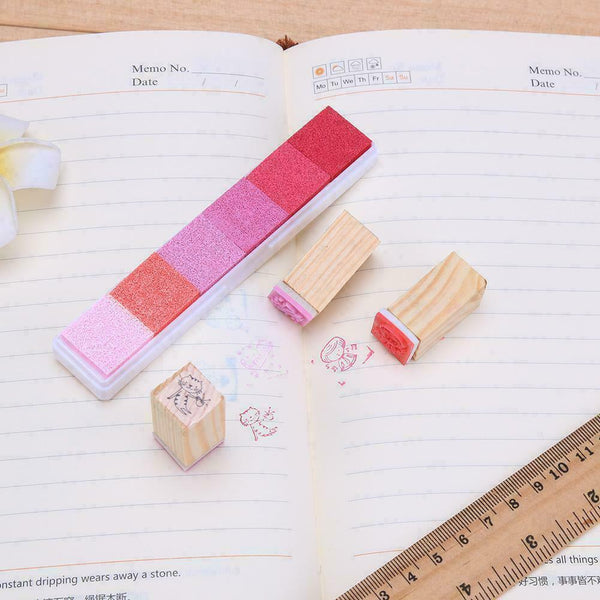 Gradient Color Ink Pad Inkpad Rubber Stamp Water Based Diy Finger Print 10 Colours C4 Stamps