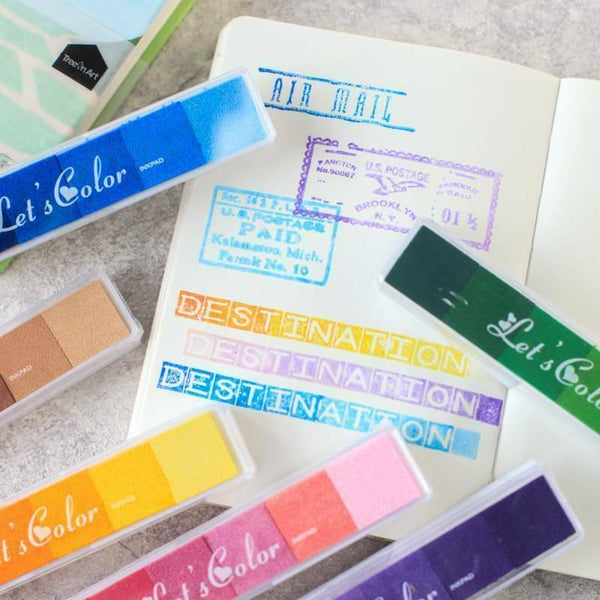 Gradient Color Ink Pad Inkpad Rubber Stamp Water Based Diy Finger Print 10 Colours C4 Stamps