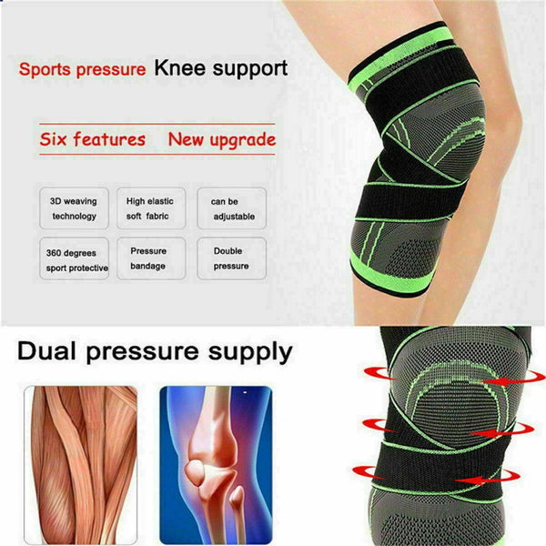 3D Weaving Knee Brace Breathable Sleeve Support Running Jogging Joint Pain Leg Black Xxl Orthotics Braces & Sleeves