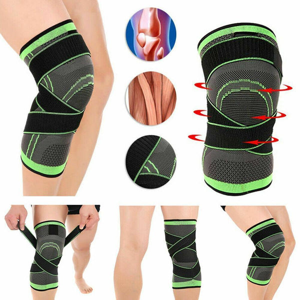 3D Weaving Knee Brace Breathable Sleeve Support Running Jogging Joint Pain Leg Green Green S Orthotics Braces & Sleeves
