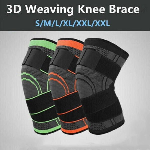 3D Weaving Knee Brace Breathable Sleeve Support Running Jogging Joint Pain Leg Green Green L Orthotics Braces & Sleeves