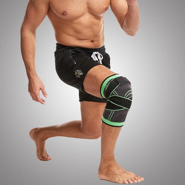 3D Weaving Knee Brace Breathable Sleeve Support Running Jogging Joint Pain Leg Green Green L Orthotics Braces & Sleeves