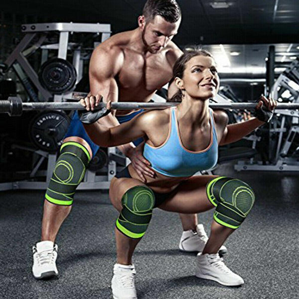 3D Weaving Knee Brace Breathable Sleeve Support Running Jogging Joint Pain Leg Green Green L Orthotics Braces & Sleeves