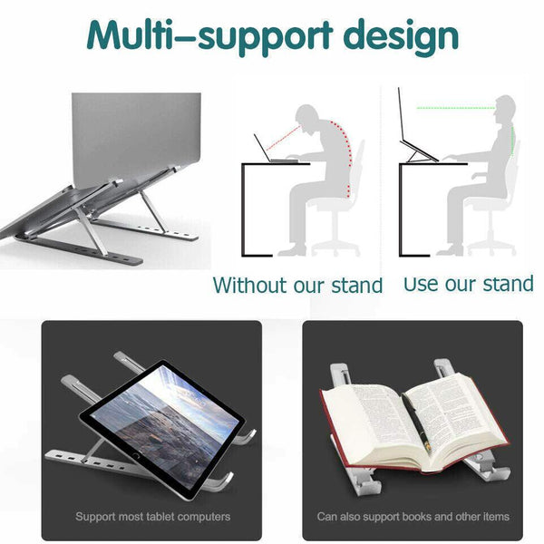 Laptop Stand Aluminum Alloy Desktop Holder For 11 To 17.3 Inch Silver Stands Holders & Car Mounts