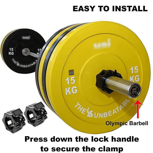 50Mm Barbell Clamp Collar Clip Olympic Weightlifting Lift Spring Lock Black Barbells & Attachments