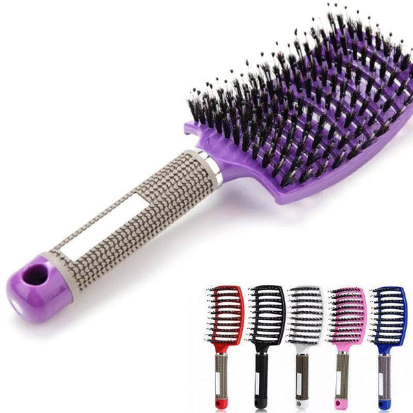 Detangle Nylon Boar Bristle Brush Hairbrush Smooth Head Scalp Massage Comb Brushes & Combs