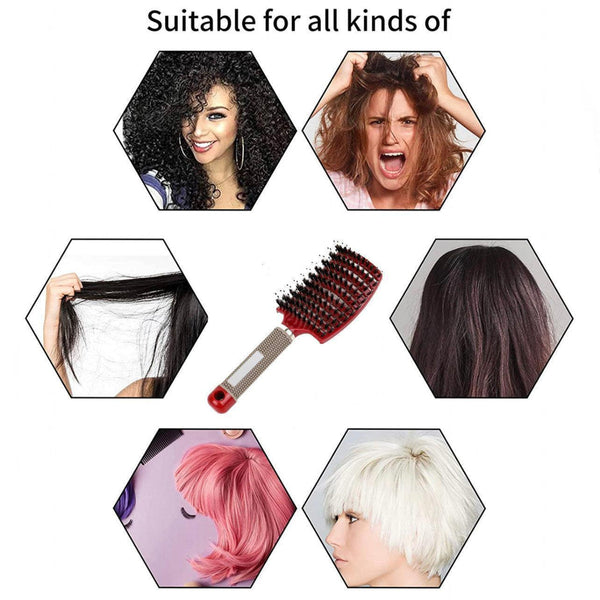 Detangle Nylon Boar Bristle Brush Hairbrush Smooth Head Scalp Massage Comb Brushes & Combs