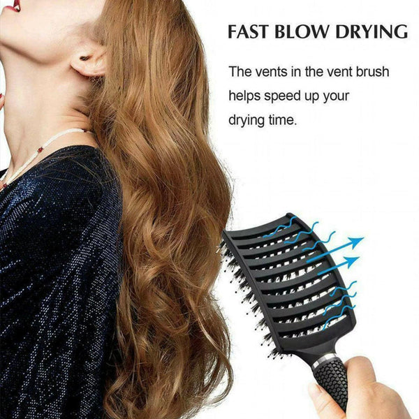 Detangle Nylon Boar Bristle Brush Hairbrush Smooth Head Scalp Massage Comb Brushes & Combs