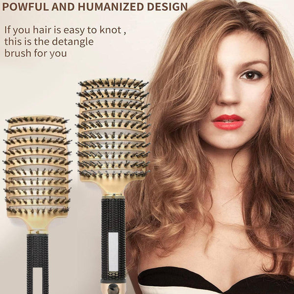 Detangle Nylon Boar Bristle Brush Hairbrush Smooth Head Scalp Massage Comb Brushes & Combs