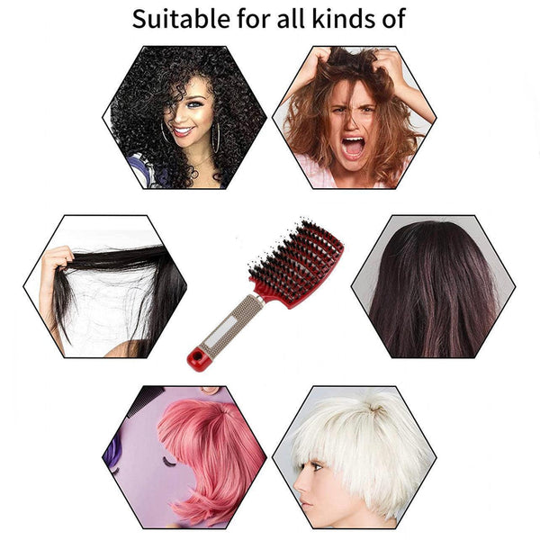 Detangle Nylon Boar Bristle Brush Hairbrush Smooth Head Scalp Massage Comb Purple *1 Unit Brushes & Combs