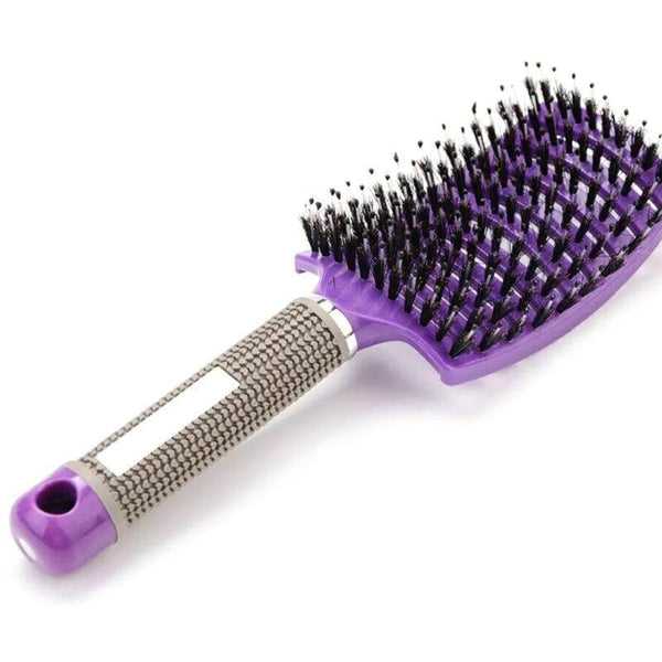Detangle Nylon Boar Bristle Brush Hairbrush Smooth Head Scalp Massage Comb Purple *1 Unit Brushes & Combs