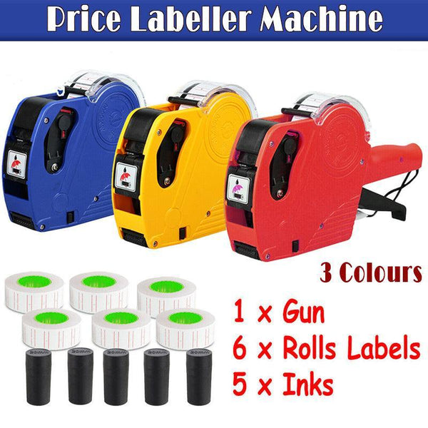Tag Gun Labeller Kit With 6 Rolls Labels And 5 Inks Roller Yellow Label Tapes & Cartridges