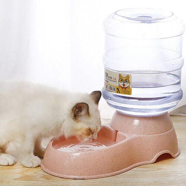 Automatic 3.8L Water Feeder Pet Dog Cat Puppy Dispenser Bowl Bottle Pink Dishes Feeders & Fountains