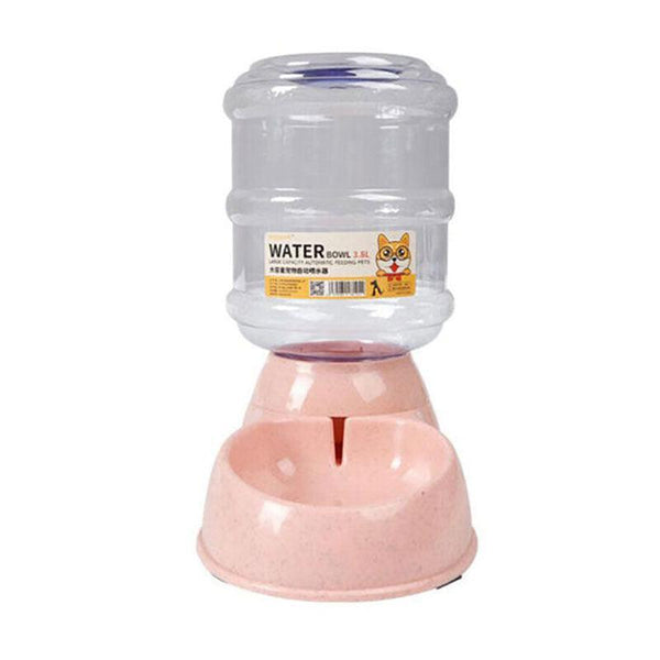 Automatic 3.8L Water Feeder Pet Dog Cat Puppy Dispenser Bowl Bottle Pink Dishes Feeders & Fountains