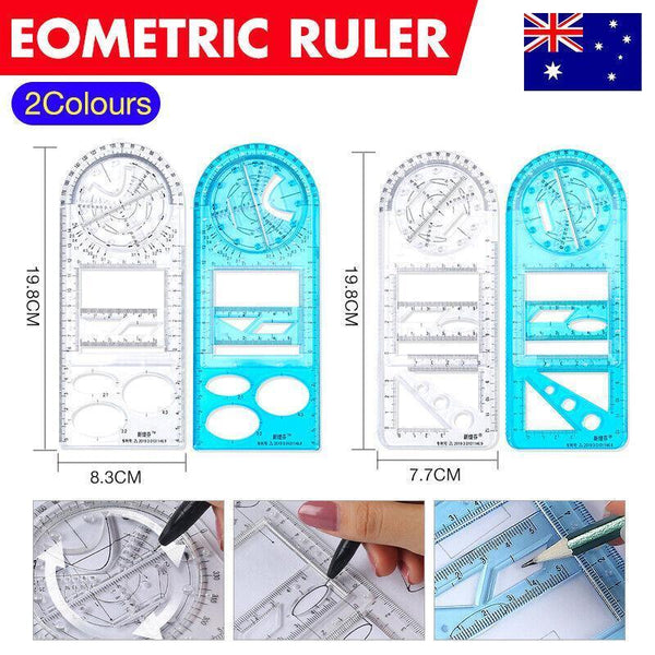 Multifunctional Geometric Ruler Student Mathematics Drawing Tools School Office Blue Primary Sewing Rulers