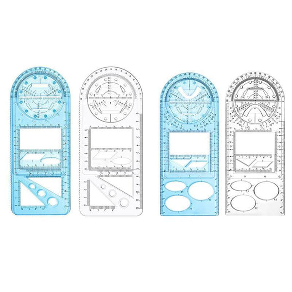 Multifunctional Geometric Ruler Student Mathematics Drawing Tools School Office Blue Primary Sewing Rulers