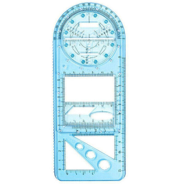 Multifunctional Geometric Ruler Student Mathematics Drawing Tools School Office Blue Primary Sewing Rulers