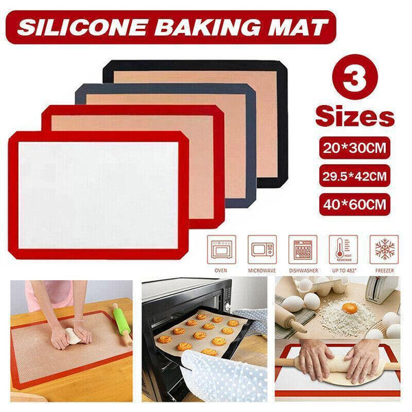 Silicone Baking Mat Non Stick Reusable Sheet Red 2Pcs (6040Cm) Baking Trays