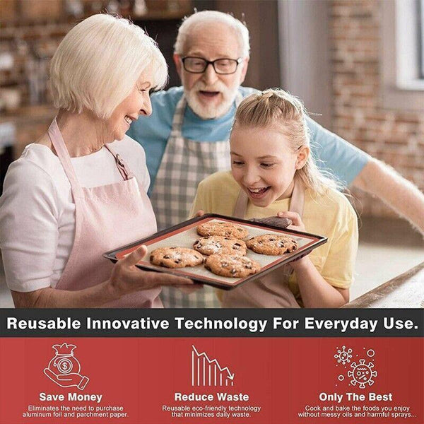 Silicone Baking Mat Non Stick Reusable Sheet Red 2Pcs (6040Cm) Baking Trays