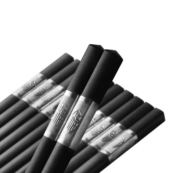 10Pairs Premium Fiberglass Reusable Dishwasher Safe Golden 1 Chopsticks