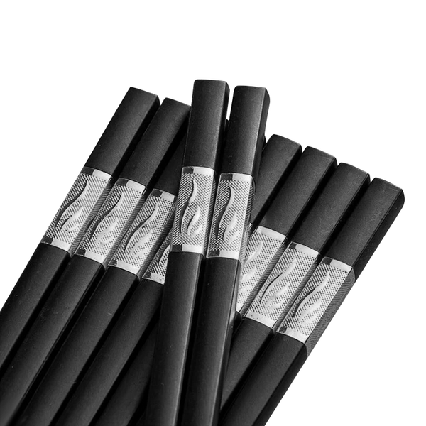 10Pairs Premium Fiberglass Reusable Dishwasher Safe Golden 1 Chopsticks