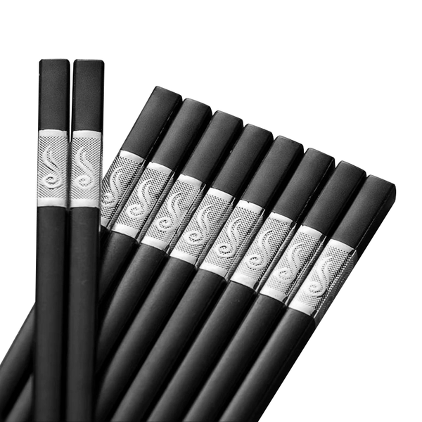10Pairs Premium Fiberglass Reusable Dishwasher Safe Golden 1 Chopsticks