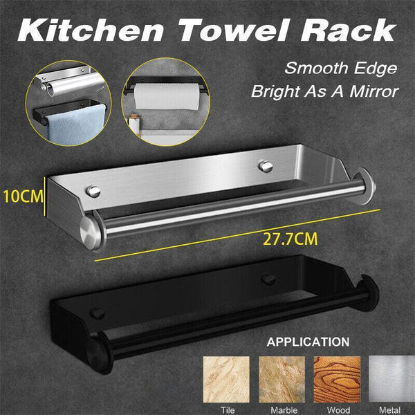 Paper Towel Holder Under Cabinet Wall Mount Stainless Steel Rack Kitchen Black Paper Towel Holders