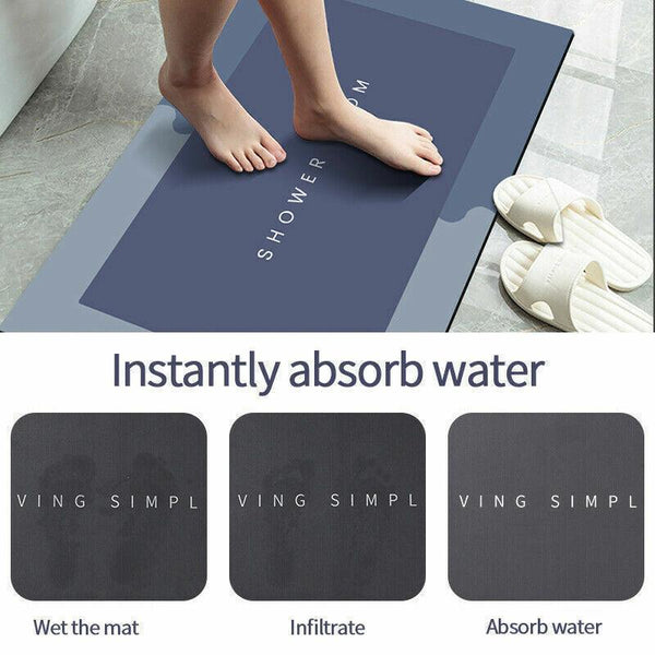 40*60Cm Super Absorbent Floor Mat Soft Quick Drying Non Slip Diatom Mud Bath Blue Oval Door Mats & Floor Mats