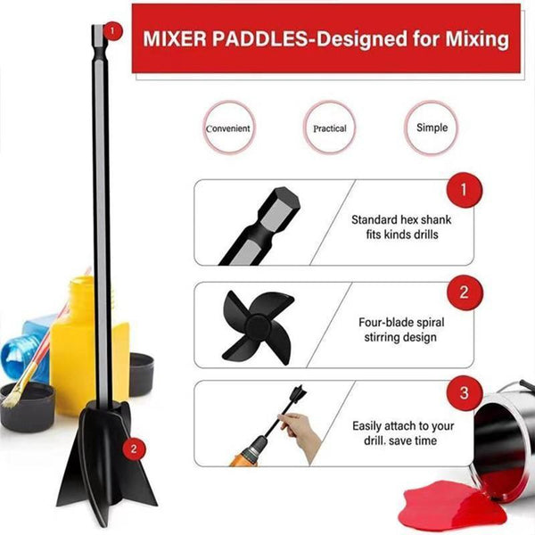Epoxy Mixer Attachment For Drill Reusable Paint And Resin Paddles Tool 2Pcs Hand Tool Accessories