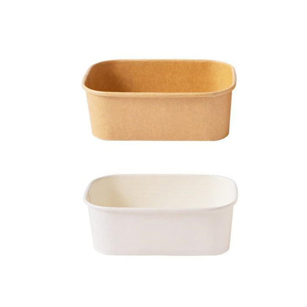 Kraft Paper Bowl For Takeaway Leak Proof Disposable Food Container White 1000Ml 300Pcs Food Storage Containers