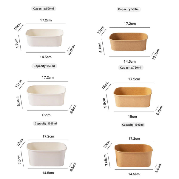 Kraft Paper Bowl For Takeaway Leak Proof Disposable Food Container White 1000Ml 300Pcs Food Storage Containers