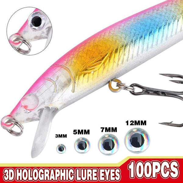 100Pcs Fish Eyes 3D Holographic Lure Fly Tying Jigs Crafts Dolls 5Mm / Silver Baits & Lures
