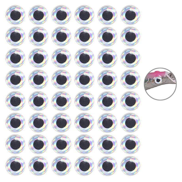 100Pcs Fish Eyes 3D Holographic Lure Fly Tying Jigs Crafts Dolls 5Mm / Silver Baits & Lures