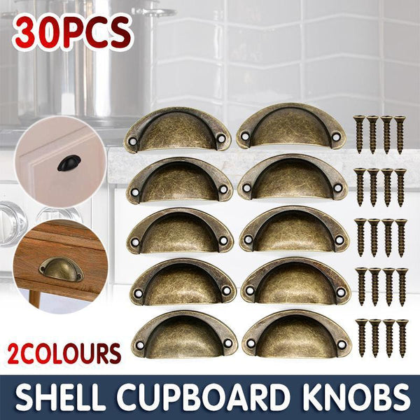 30X Modern Cup Cabinet Handle Knob Drawer Furniture Door Pull Shell Cupboard Black Cabinets & Cupboards