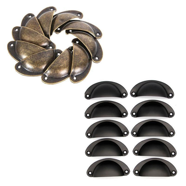 30X Modern Cup Cabinet Handle Knob Drawer Furniture Door Pull Shell Cupboard Black Cabinets & Cupboards