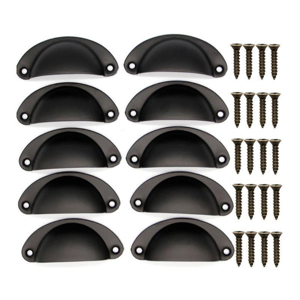 30X Modern Cup Cabinet Handle Knob Drawer Furniture Door Pull Shell Cupboard Black Cabinets & Cupboards
