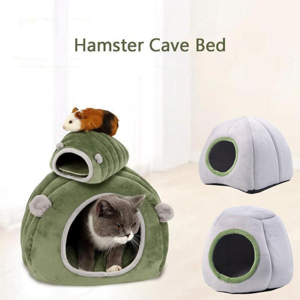 Soft Small Animal Guinea Pig Cozy Warm Pet Tent Hamster House Hideout Cave Bed Grey Stump Small Animal Supplies