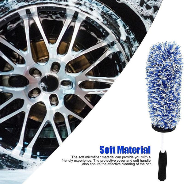 Car Wheel Cleaning Brush Tool Alloy Soft Bristle Black+White Waxes & Polishes