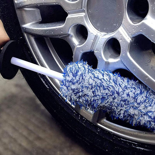 Car Wheel Cleaning Brush Tool Alloy Soft Bristle Black+White Waxes & Polishes