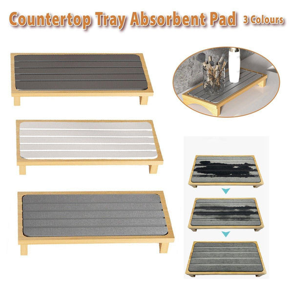 Countertop Absorbent Drainage Mat Sink Splash Pad Bathroom Tray Water Catcher Dark Grey Other Bathroom Accessories