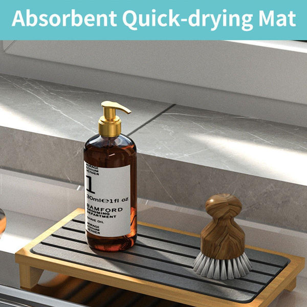 Countertop Absorbent Drainage Mat Sink Splash Pad Bathroom Tray Water Catcher Dark Grey Other Bathroom Accessories