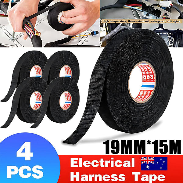 4Pcs 19Mmx 15M Adhesive Cloth Fabric Tape Cable Loom Wiring Harness For Car Auto Adhesive Tapes