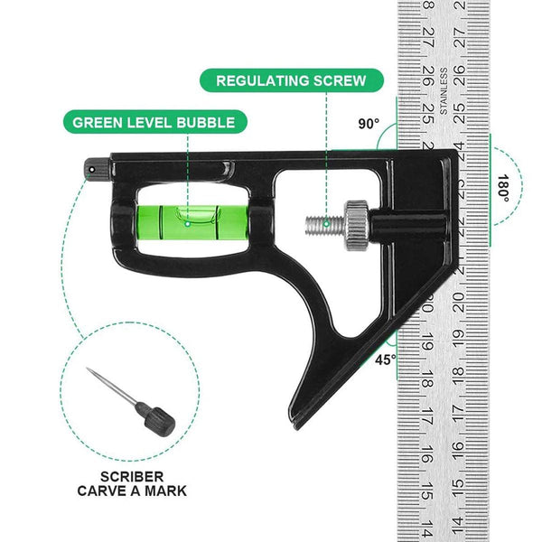 300Mm Horizontal Movable Angle Ruler Adjustable Measuring Tool For Engineering Other Measuring & Layout Tools
