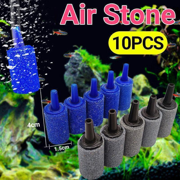 10Pcs Air Stone Aerator Diffusers For Aquarium Oxygen Bubbles Black Aquariums