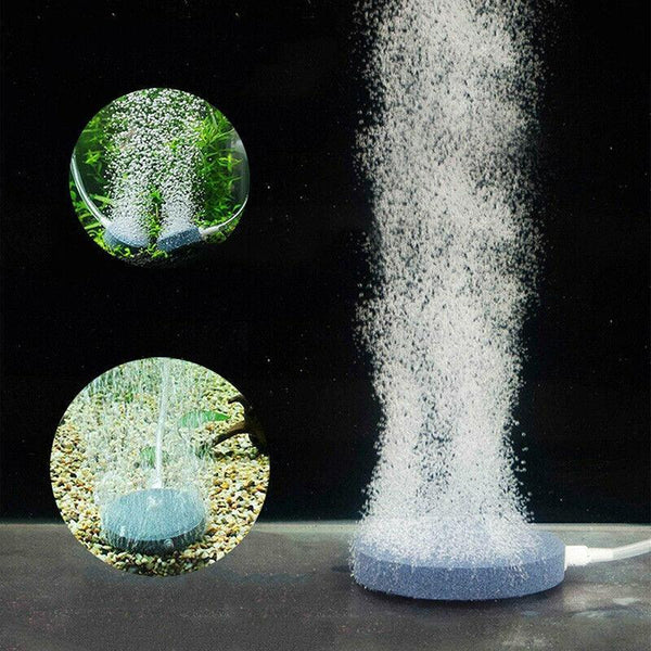 Round Air Stone Disk Bubble Diffuser Airstone Hydroponics Aquarium Fish Tank 8Cm Aquariums