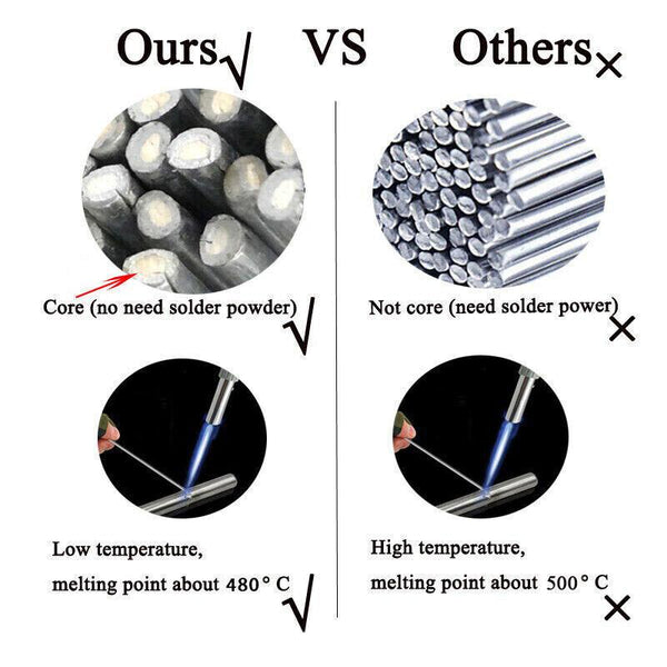 10 50X Aluminium Low Temp Welding Rods Durable Flux Cored Brazing Repair Sticks 2*330Mm 50Pcs Welding & Soldering Tools