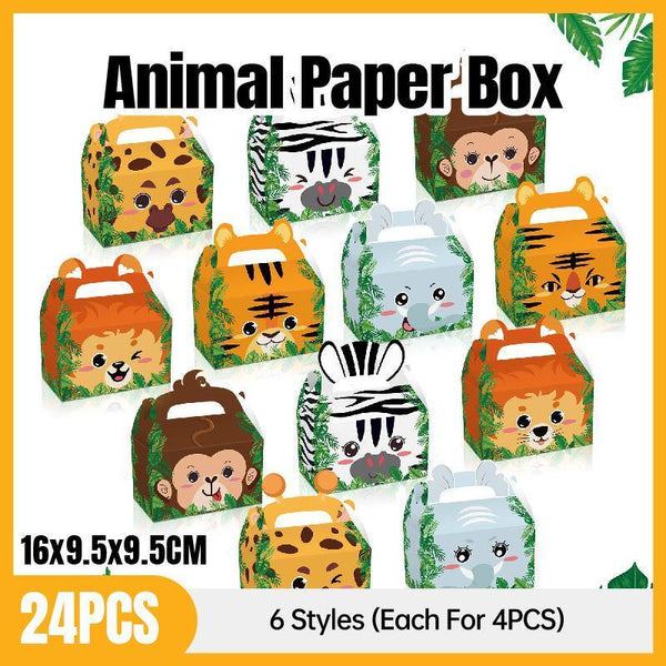 24X Jungle Safari Animal Bag Favour Present Wrapping Candy Cookie Gift Boxes